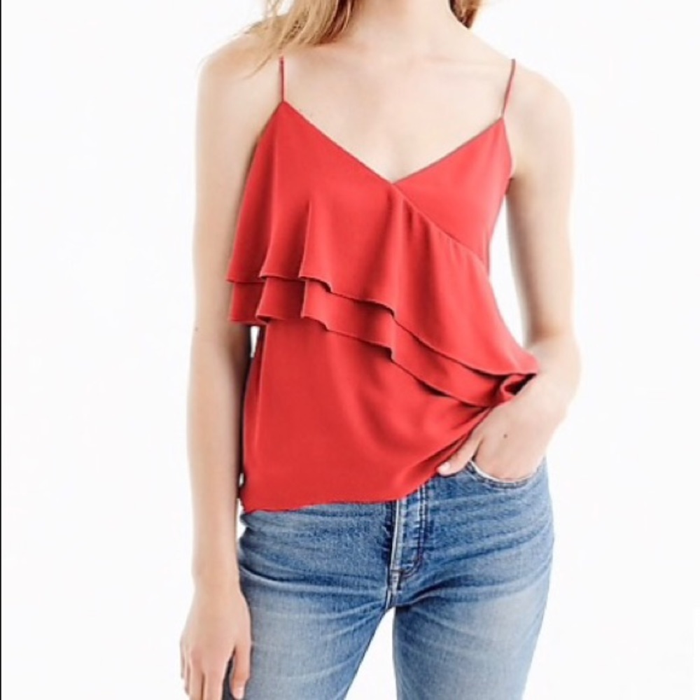 J.Crew Drapey Ruffle Black Cami